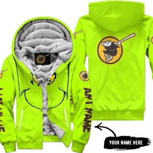 Grinch V2 – Custom Name – San Diego Padres - Fleece Zip Hoodie