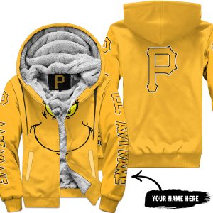 Grinch V2 – Custom Name – Pittsburgh Pirates - Fleece Zip Hoodie
