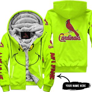 Grinch V2 – Custom Name – St. Louis Cardinals - Fleece Zip Hoodie