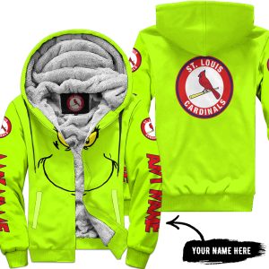 Grinch V2 – Custom Name – St. Louis Cardinals 2 - Fleece Zip Hoodie