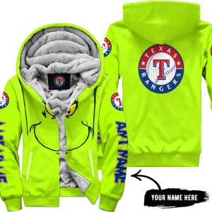 Grinch V2 – Custom Name – Texas Rangers - Fleece Zip Hoodie