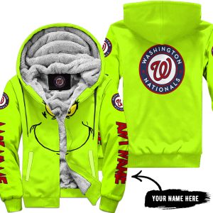 Grinch V2 – Custom Name – Washington Nationals - Fleece Zip Hoodie