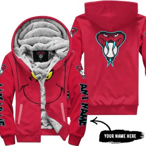Grinch V2 – Custom Name – Arizona Diamondbacks - Fleece Zip Hoodie