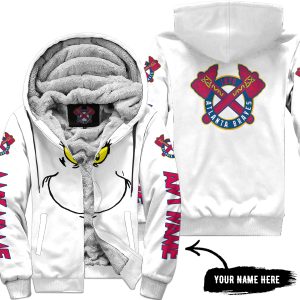 Grinch V2 – Custom Name – Atlanta Braves - Fleece Zip Hoodie