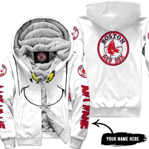 Grinch V2 – Custom Name – Boston Red Sox - Fleece Zip Hoodie