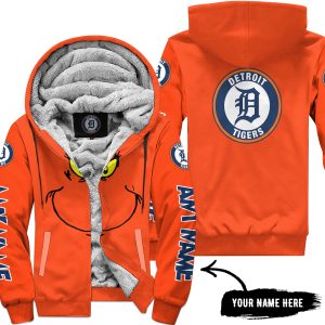 Grinch V2 – Custom Name – Detroit Tigers - Fleece Zip Hoodie