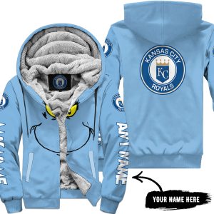 Grinch V2 – Custom Name – Kansas City Royals - Fleece Zip Hoodie