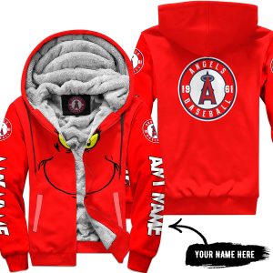 Grinch V2 – Custom Name – Los Angeles Angels - Fleece Zip Hoodie