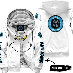 Grinch V2 – Custom Name – Miami Marlins - Fleece Zip Hoodie