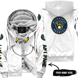 Grinch V2 – Custom Name – Milwaukee Brewers - Fleece Zip Hoodie