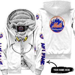 Grinch V2 – Custom Name – New York Mets - Fleece Zip Hoodie