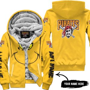 Grinch V2 – Custom Name – Pittsburgh Pirates - Fleece Zip Hoodie