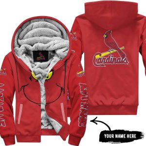 Grinch V2 – Custom Name – St. Louis Cardinals - Fleece Zip Hoodie