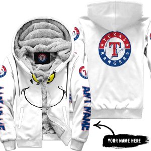 Grinch V2 – Custom Name – Texas Rangers - Fleece Zip Hoodie