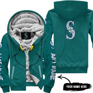 Grinch V2 – Custom Name – Seattle Mariners - Fleece Zip Hoodie