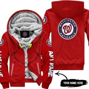 Grinch V2 – Custom Name – Washington Nationals - Fleece Zip Hoodie