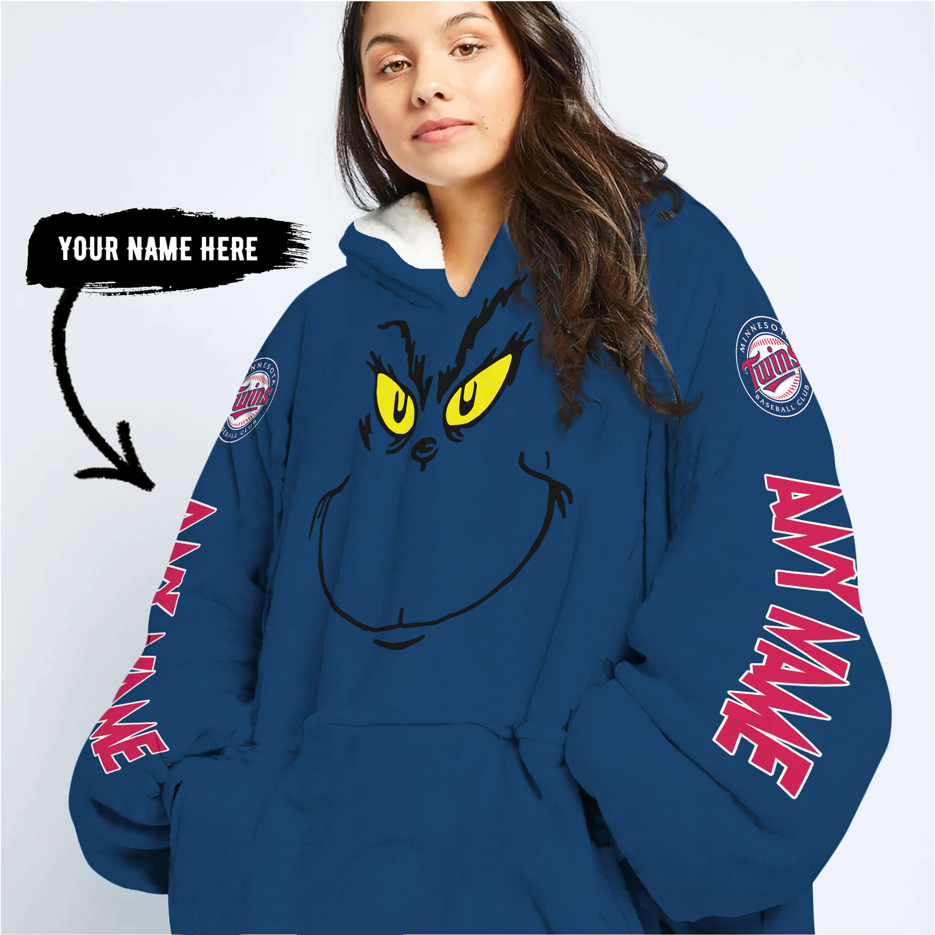 Grinch V2 – Custom Name – Minnesota Twins - Oodie Blanket - Image 6