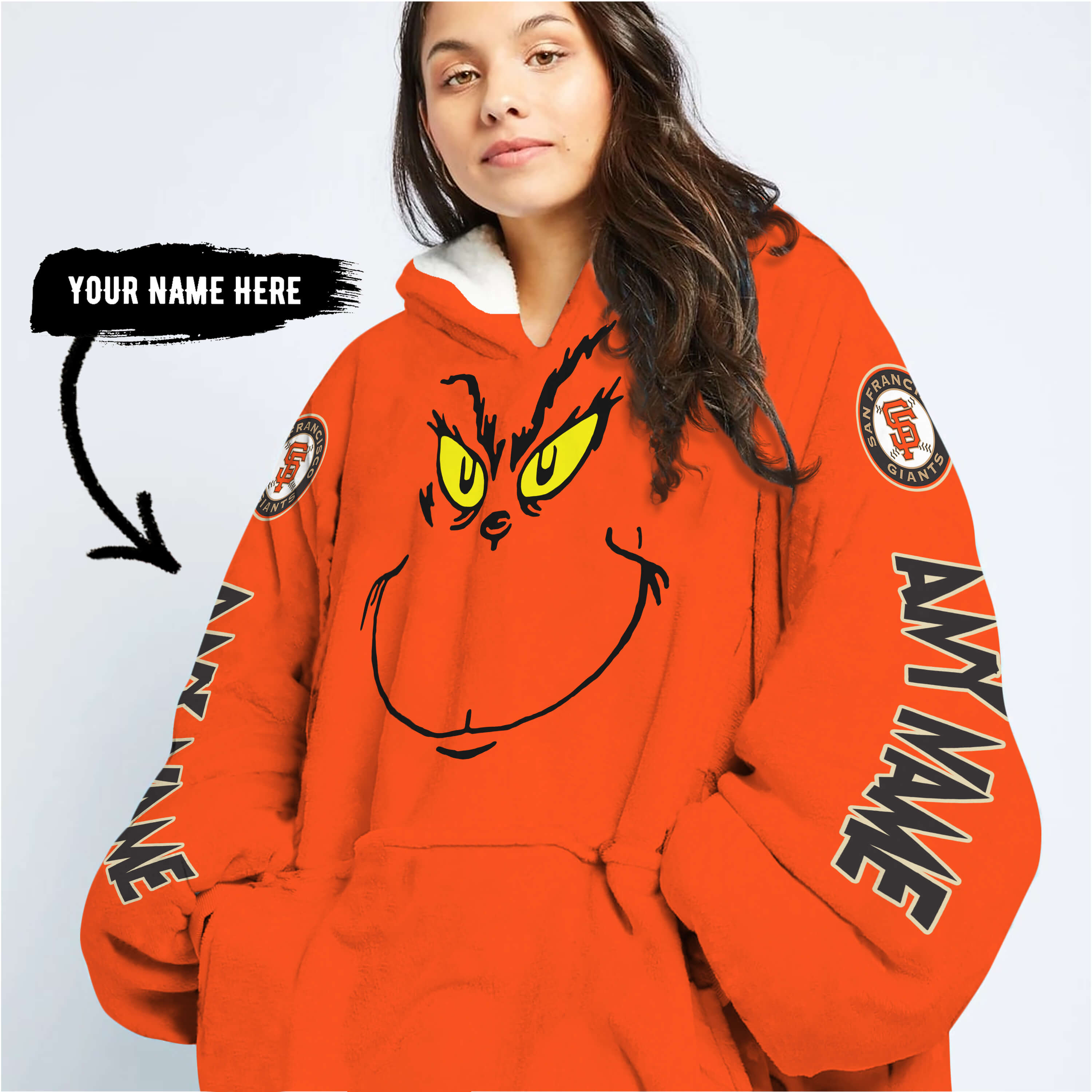 Grinch V2 – Custom Name – San Francisco Giants - Oodie Blanket - Image 6