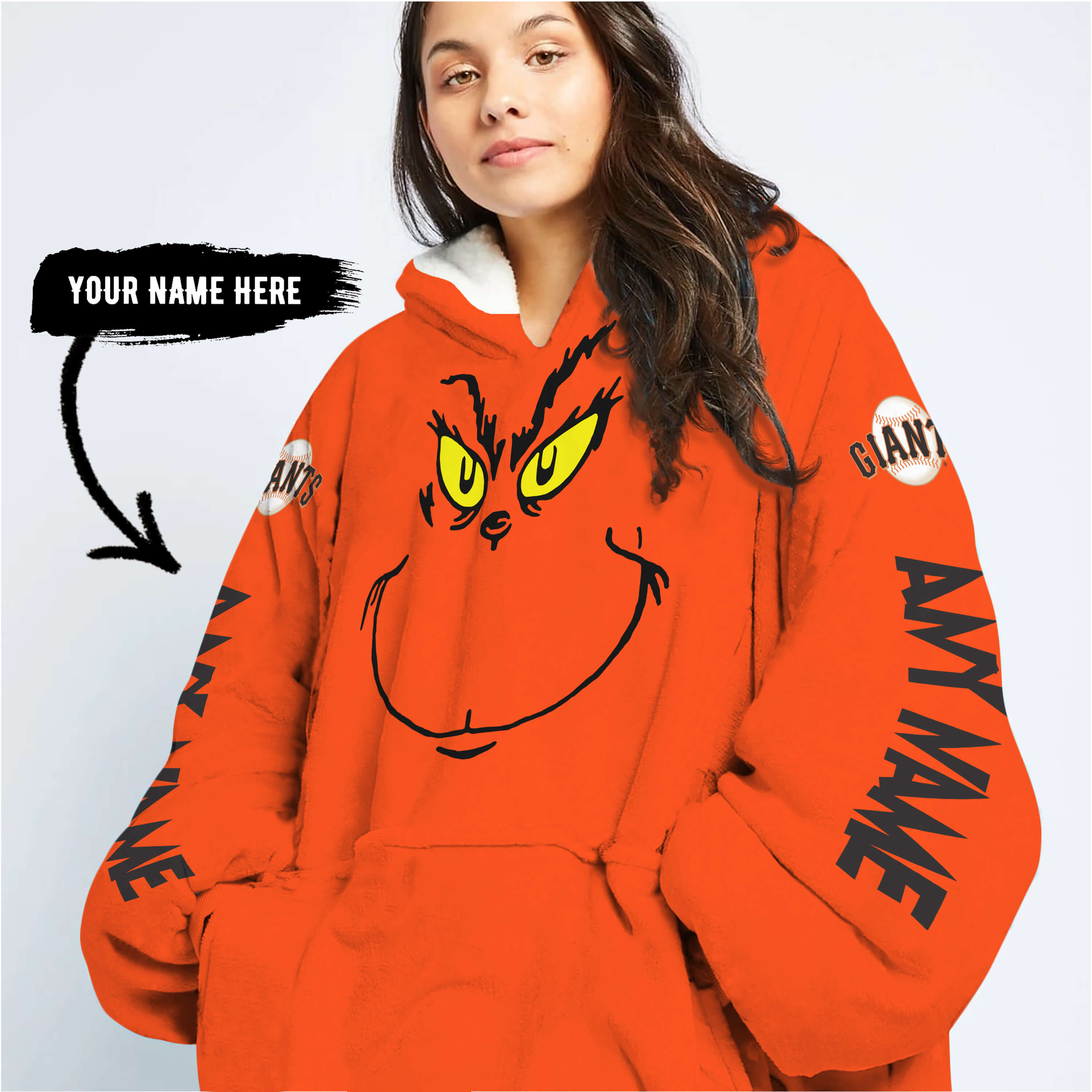 Grinch V2 – Custom Name – San Francisco Giants 2 - Oodie Blanket - Image 6