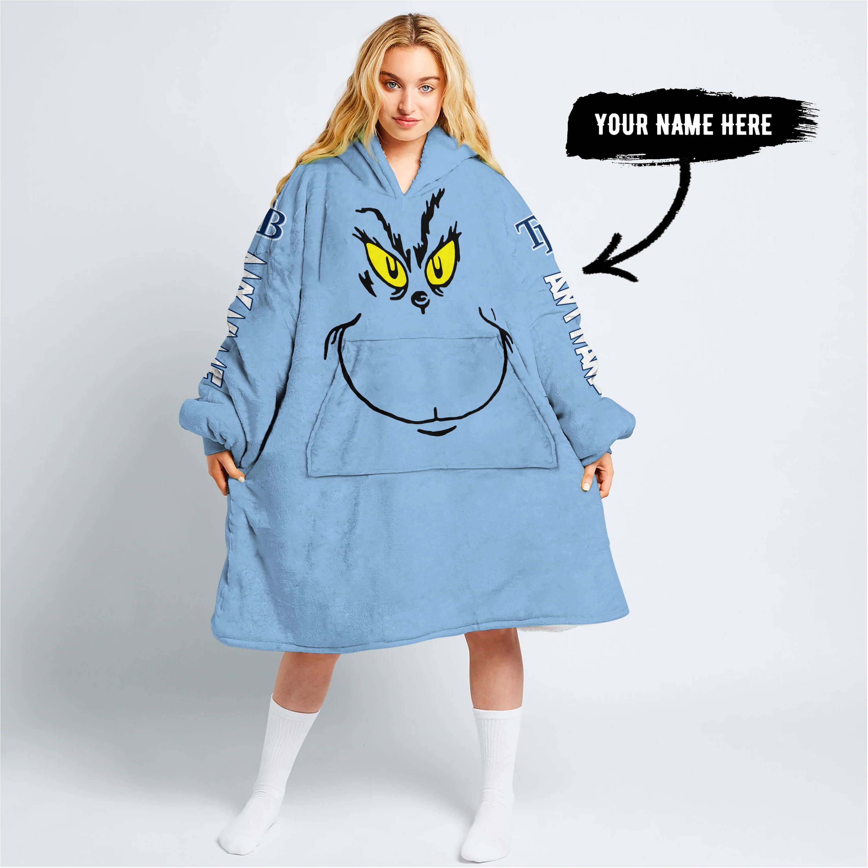 Grinch V2 – Custom Name – Tampa Bay Rays - Oodie Blanket