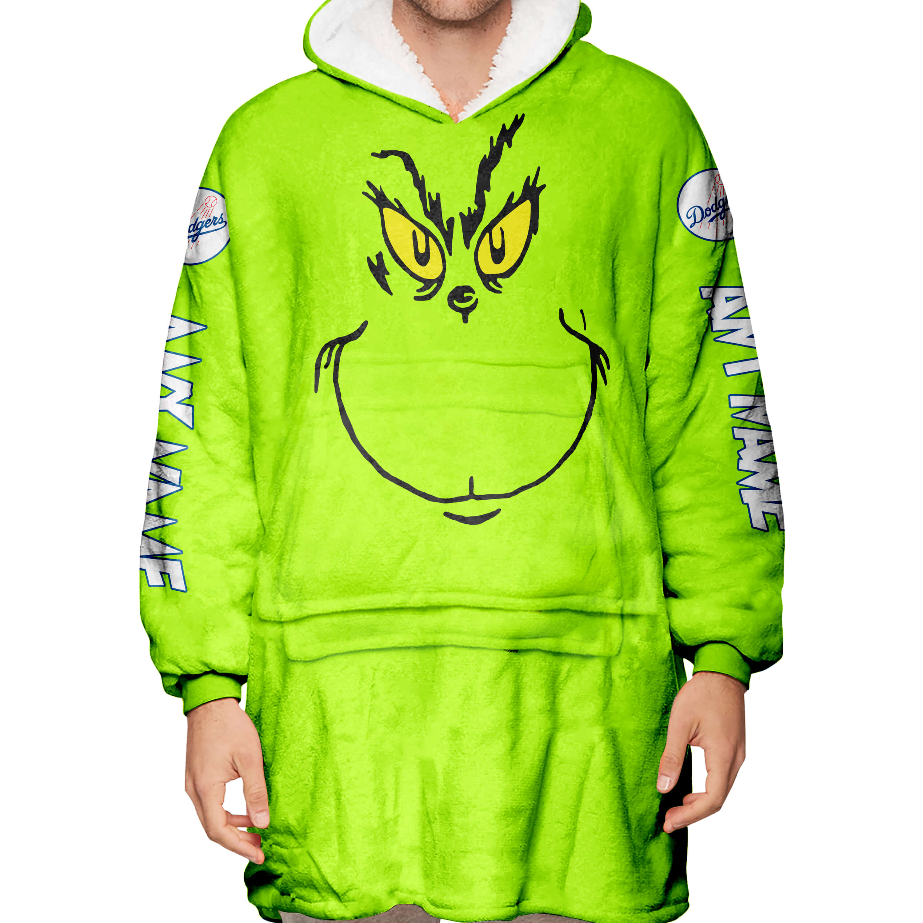 Grinch V2 – Custom Name – Los Angeles Dodgers - Oodie Blanket - Image 5