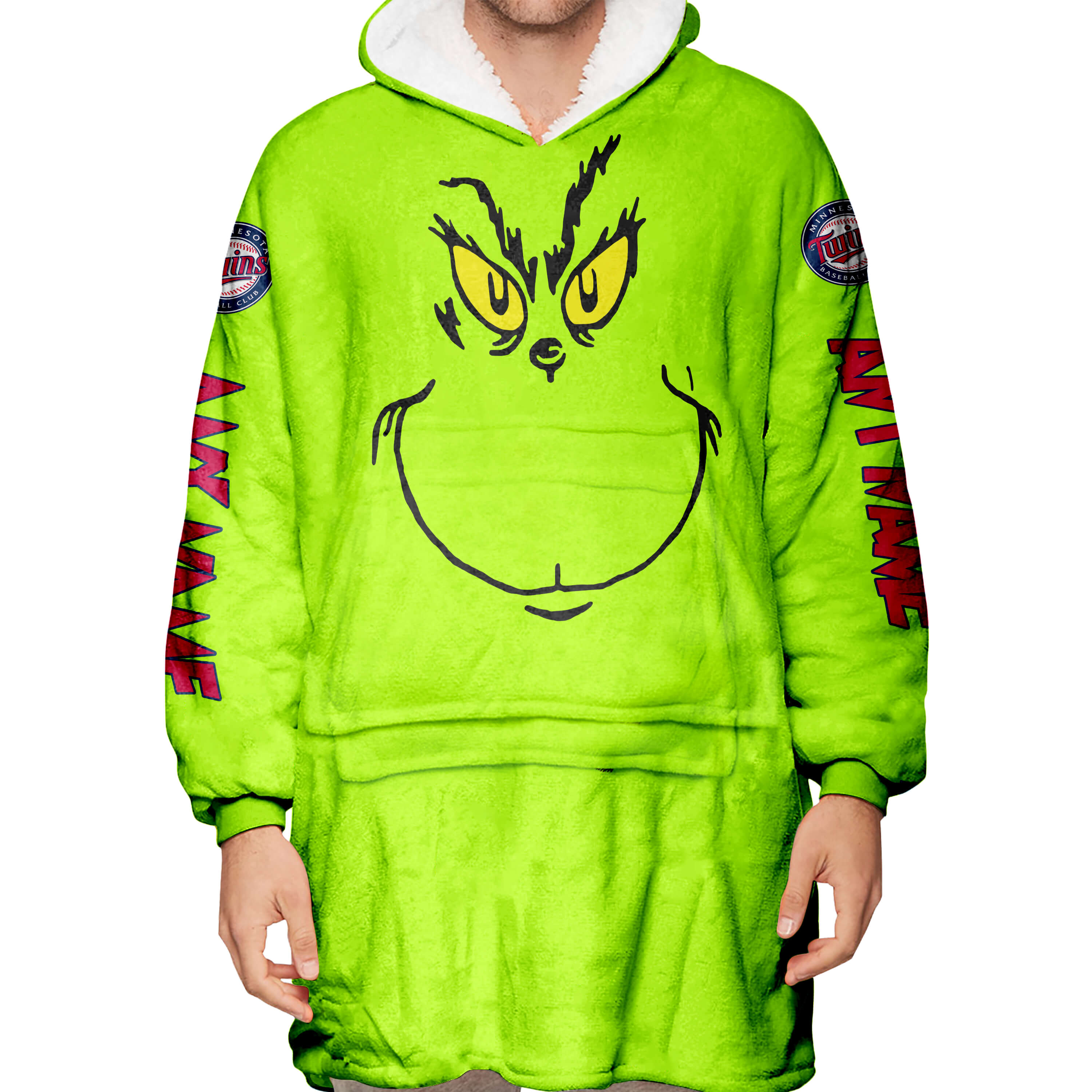 Grinch V2 – Custom Name – Minnesota Twins - Oodie Blanket - Image 5