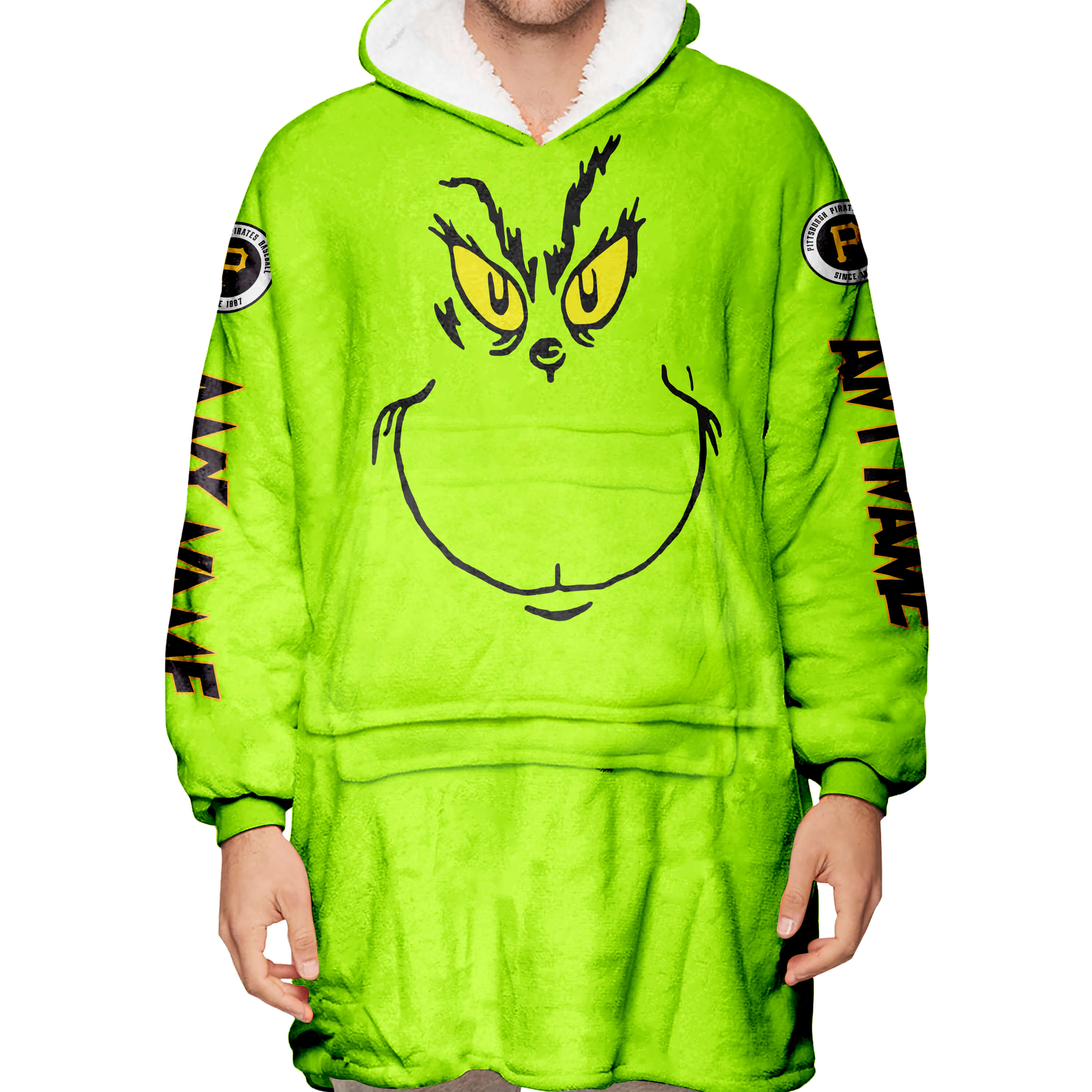 Grinch V2 – Custom Name – Pittsburgh Pirates 2 - Oodie Blanket - Image 5
