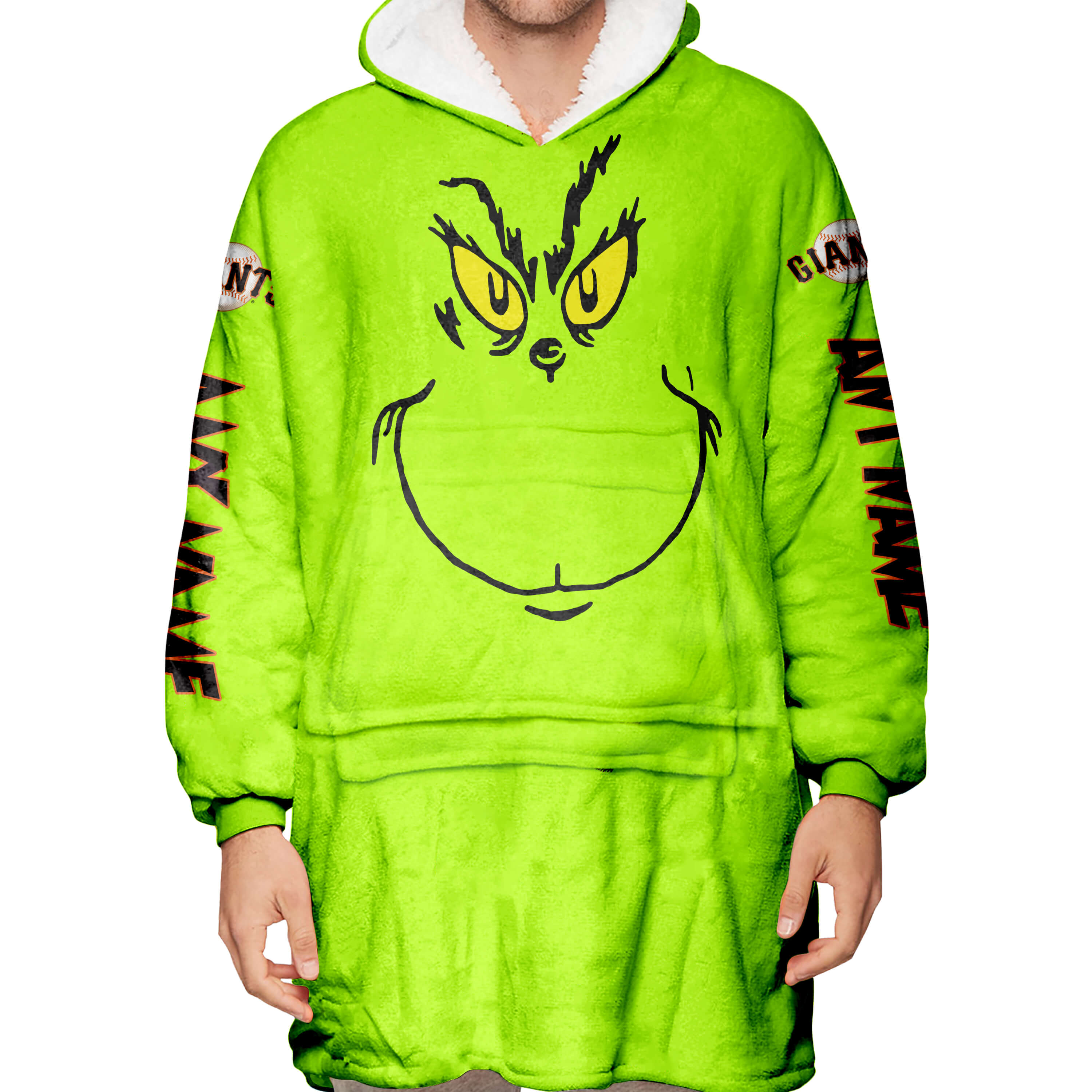 Grinch V2 – Custom Name – San Francisco Giants 2 - Oodie Blanket - Image 5