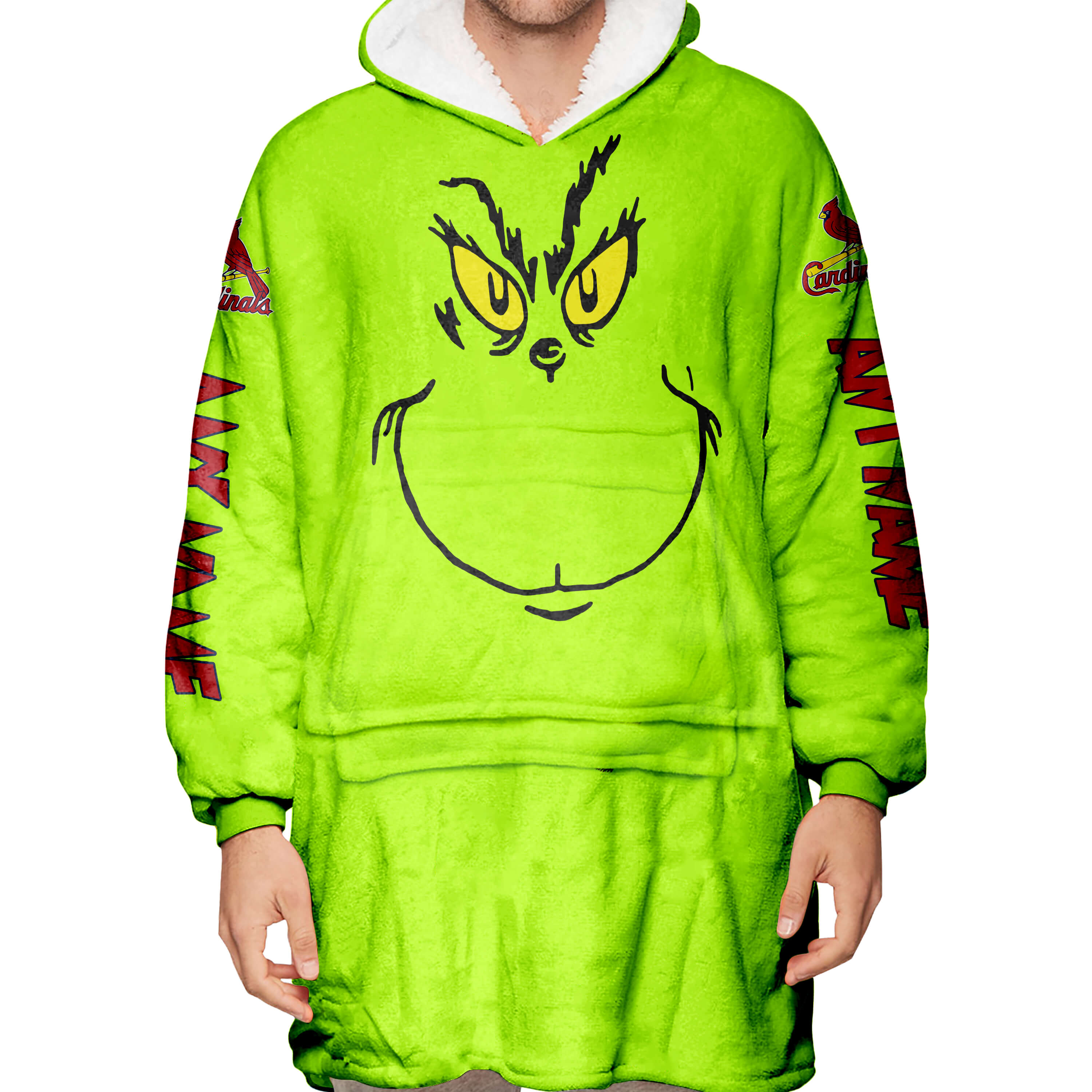 Grinch V2 – Custom Name – St. Louis Cardinals - Oodie Blanket - Image 5