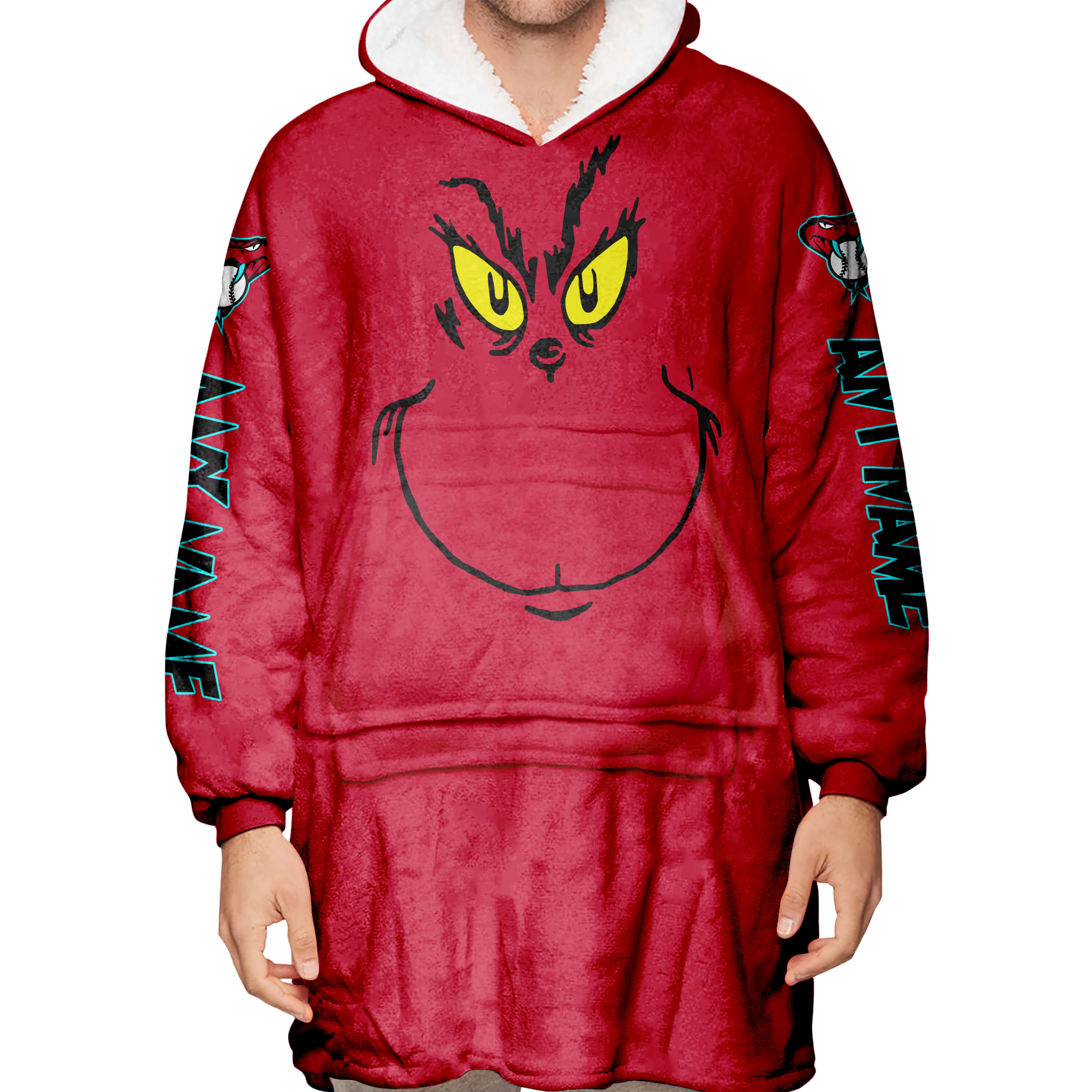 Grinch V2 – Custom Name – Arizona Diamondbacks - Oodie Blanket - Image 5