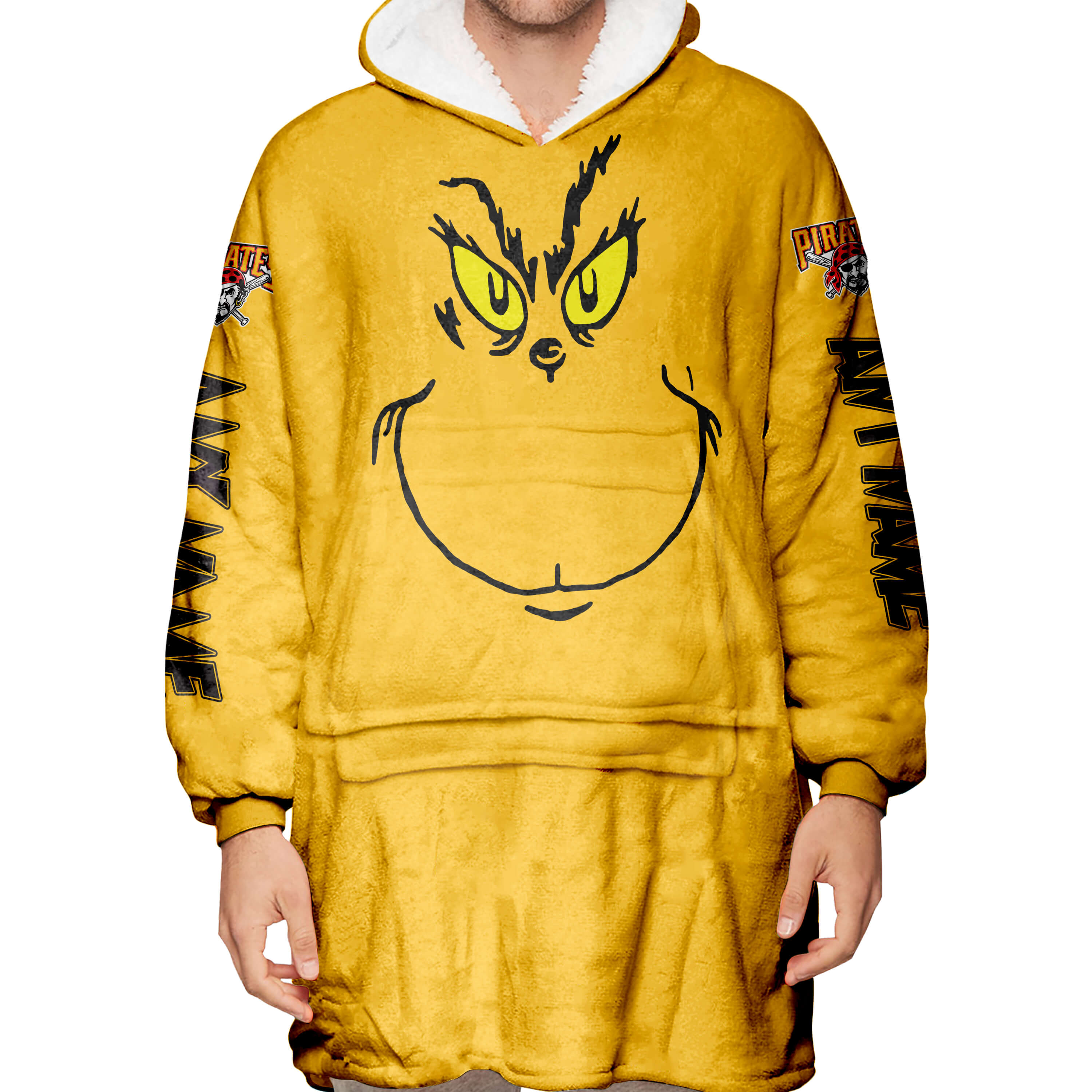 Grinch V2 – Custom Name – Pittsburgh Pirates - Oodie Blanket - Image 5