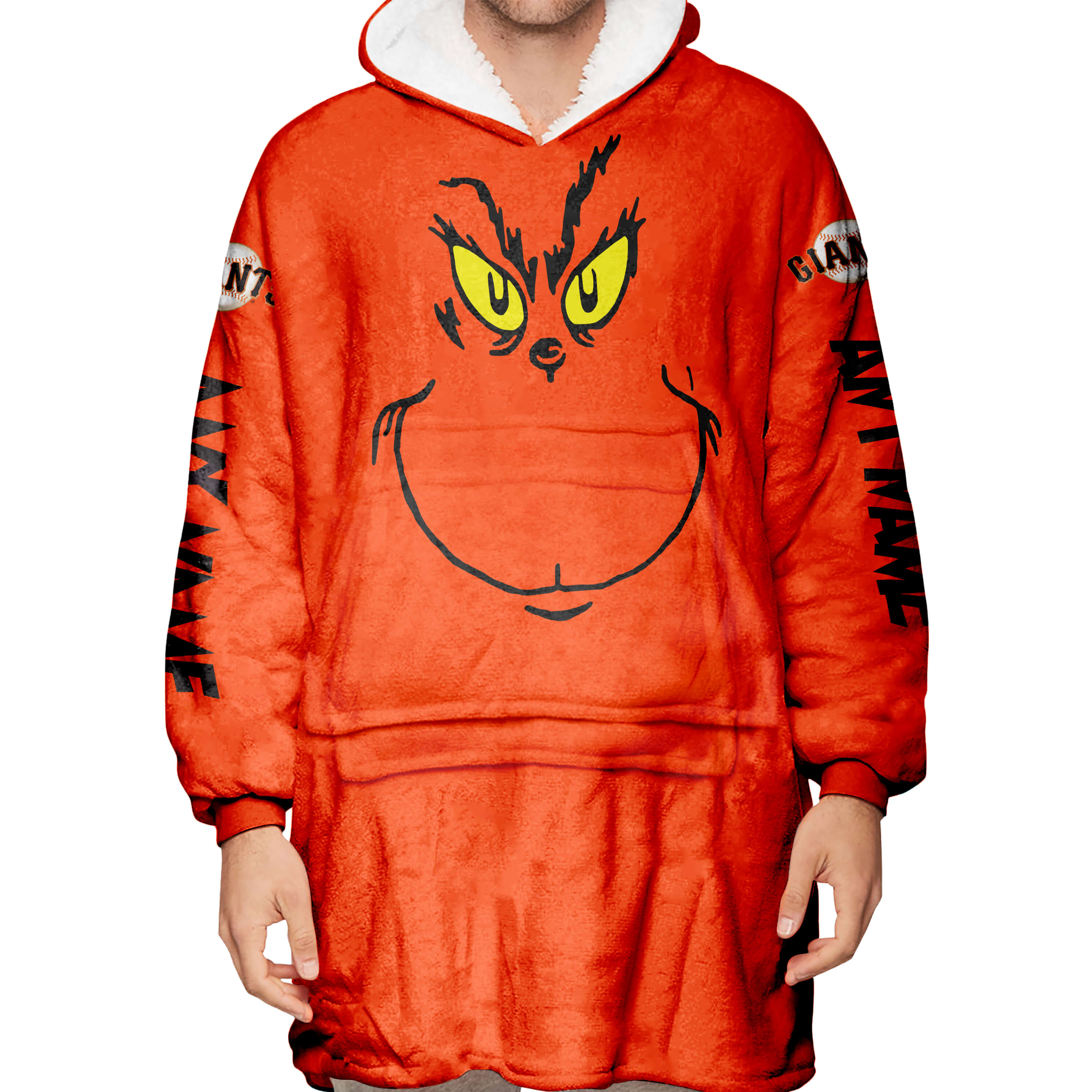Grinch V2 – Custom Name – San Francisco Giants 2 - Oodie Blanket - Image 5