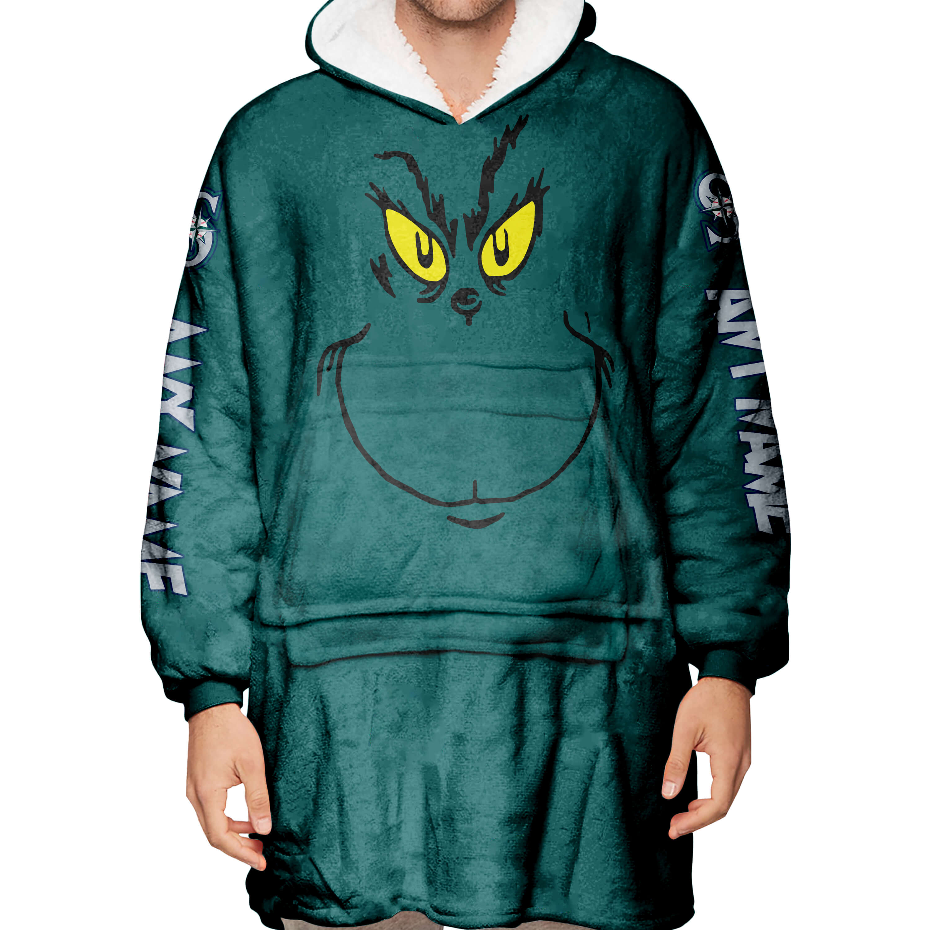 Grinch V2 – Custom Name – Seattle Mariners - Oodie Blanket - Image 5
