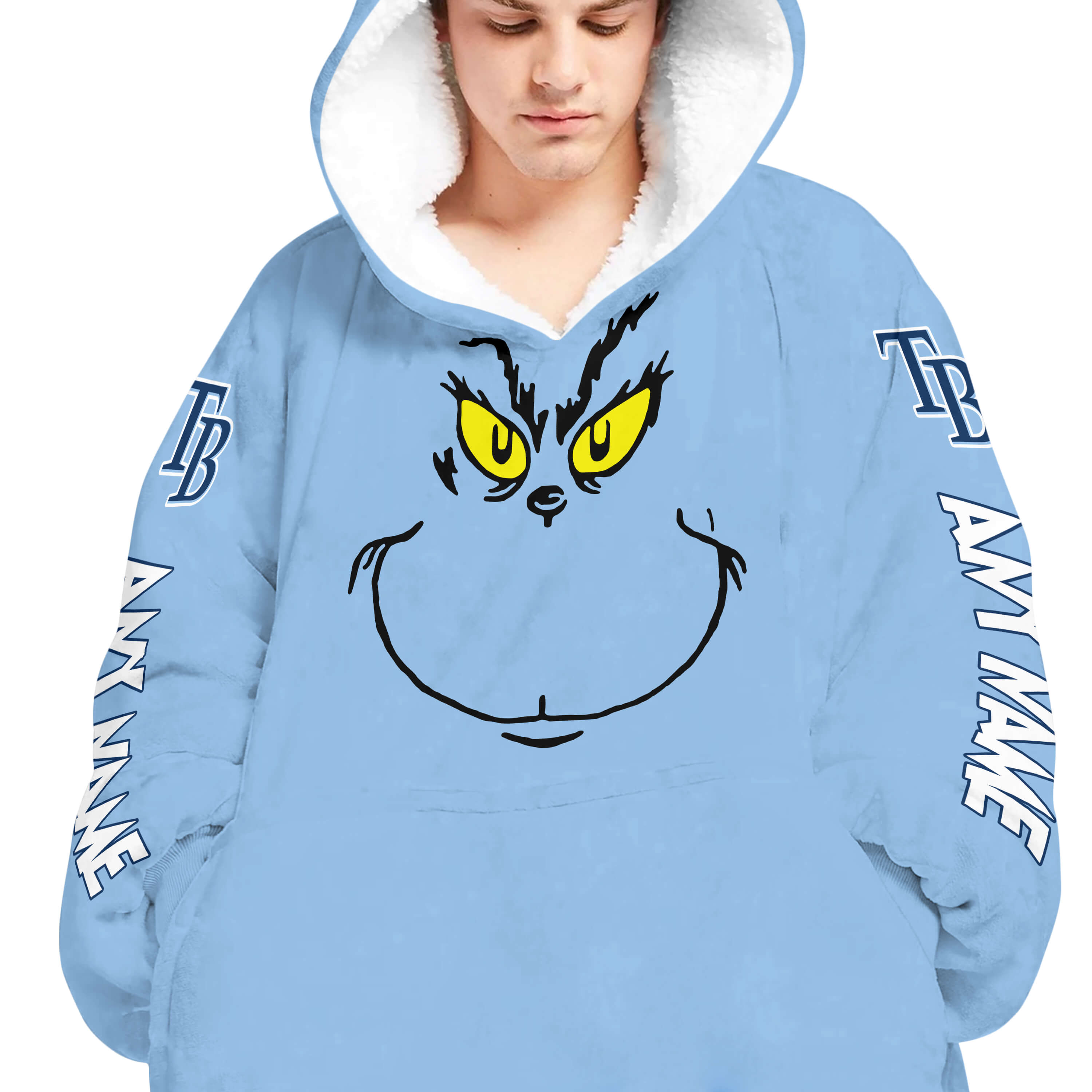 Grinch V2 – Custom Name – Tampa Bay Rays - Oodie Blanket - Image 4