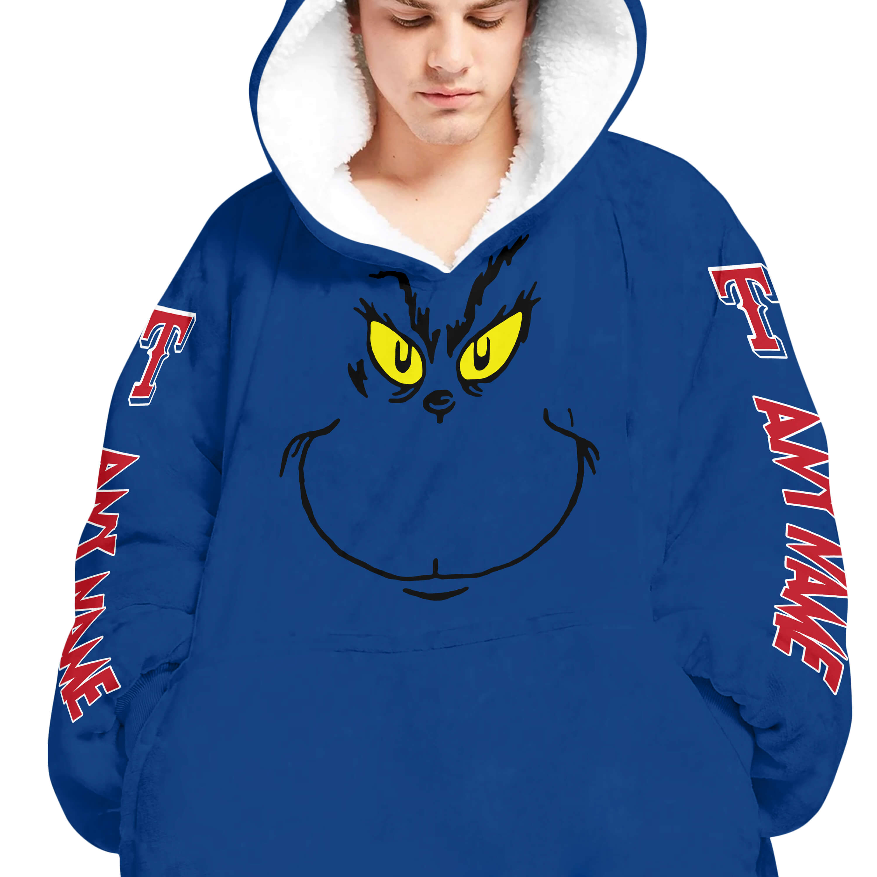 Grinch V2 – Custom Name – Texas Rangers - Oodie Blanket - Image 4
