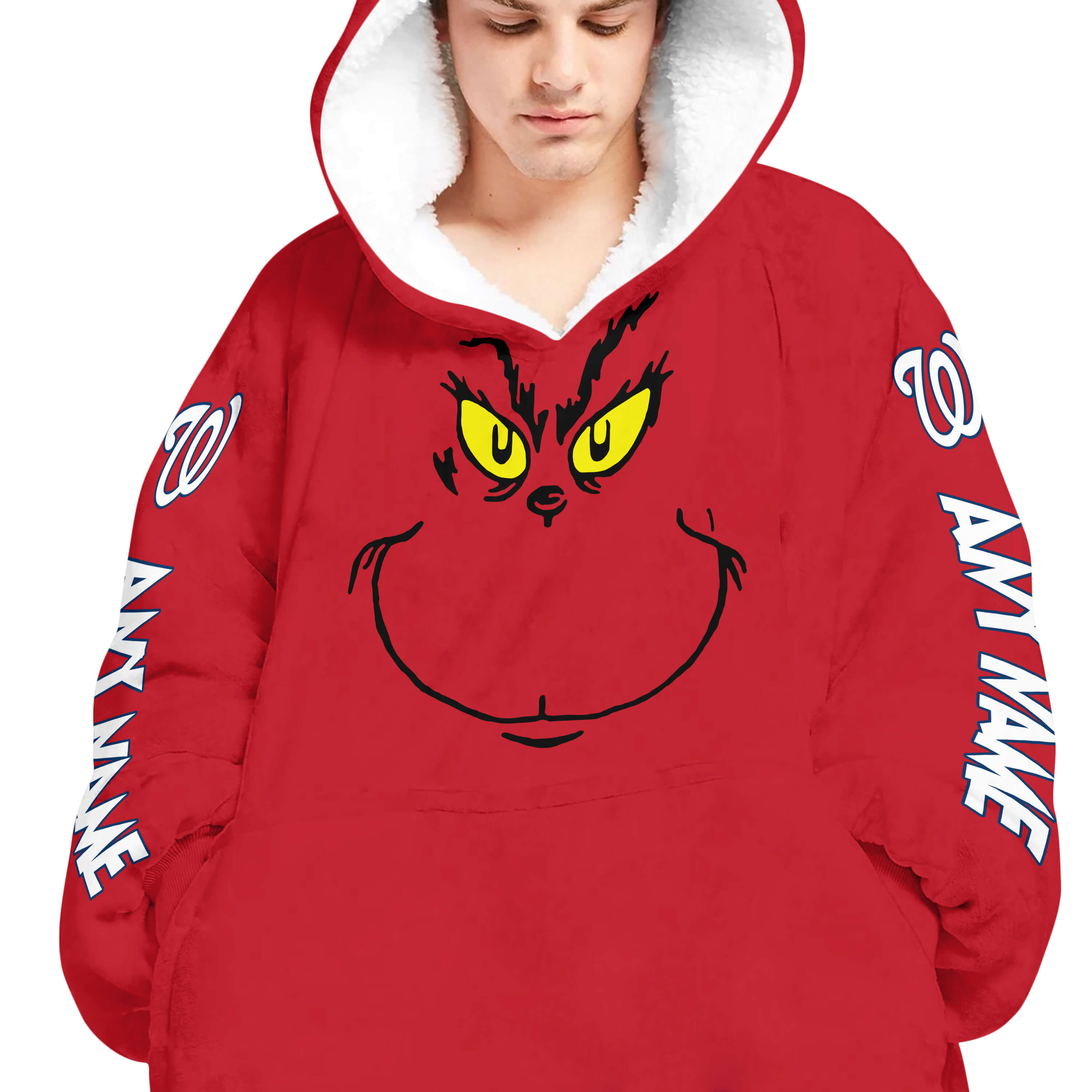 Grinch V2 – Custom Name – Washington Nationals - Oodie Blanket - Image 4