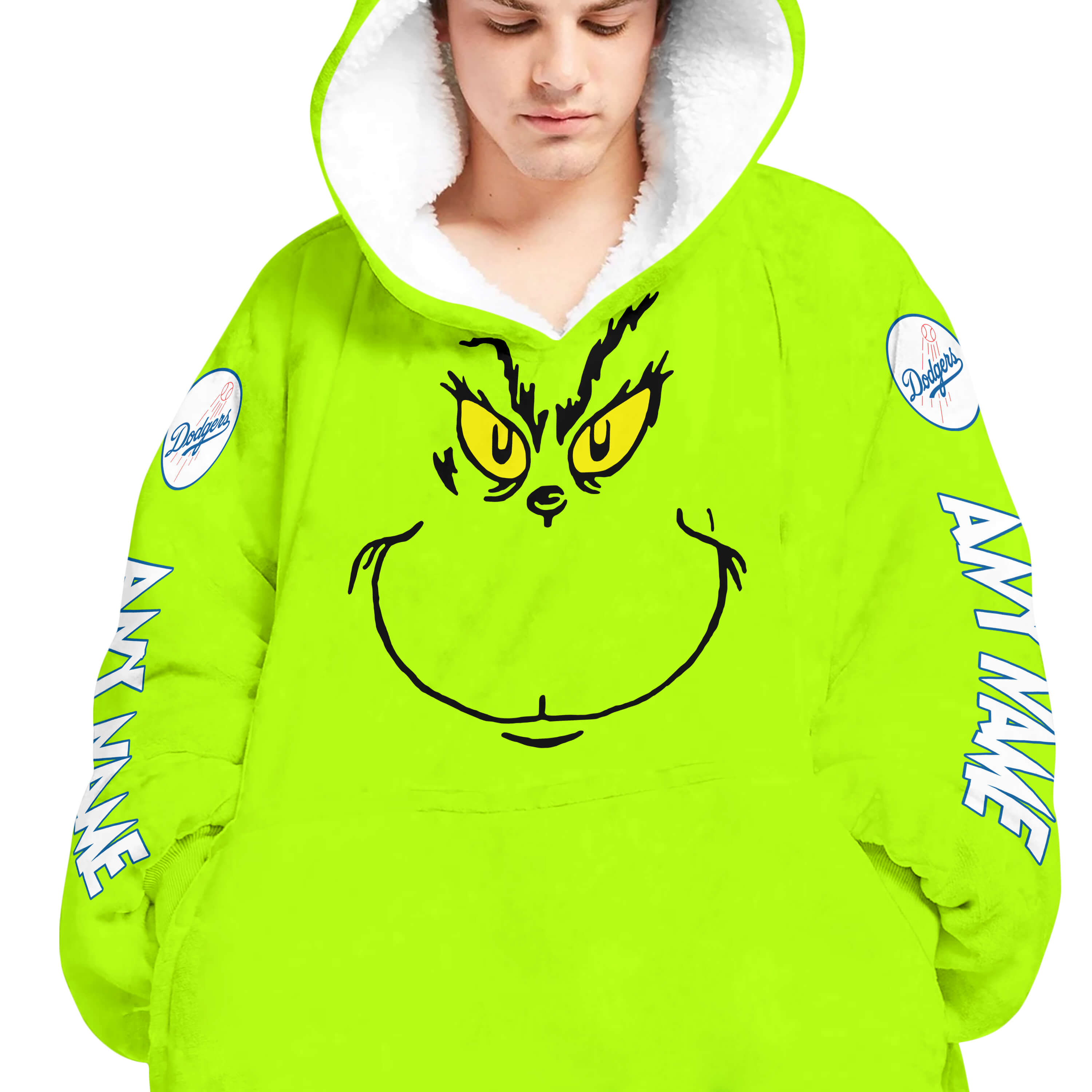 Grinch V2 – Custom Name – Los Angeles Dodgers - Oodie Blanket - Image 4