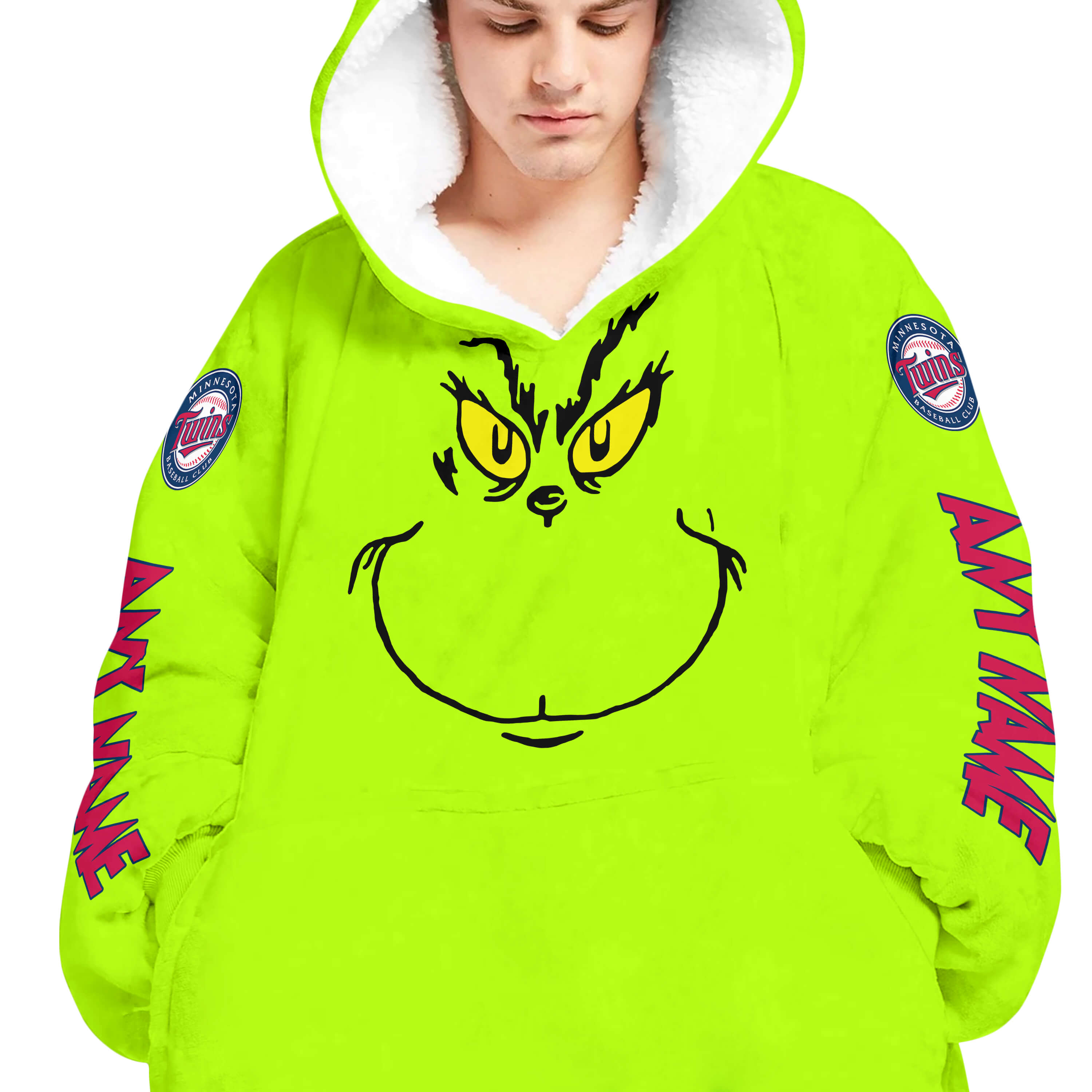 Grinch V2 – Custom Name – Minnesota Twins - Oodie Blanket - Image 4