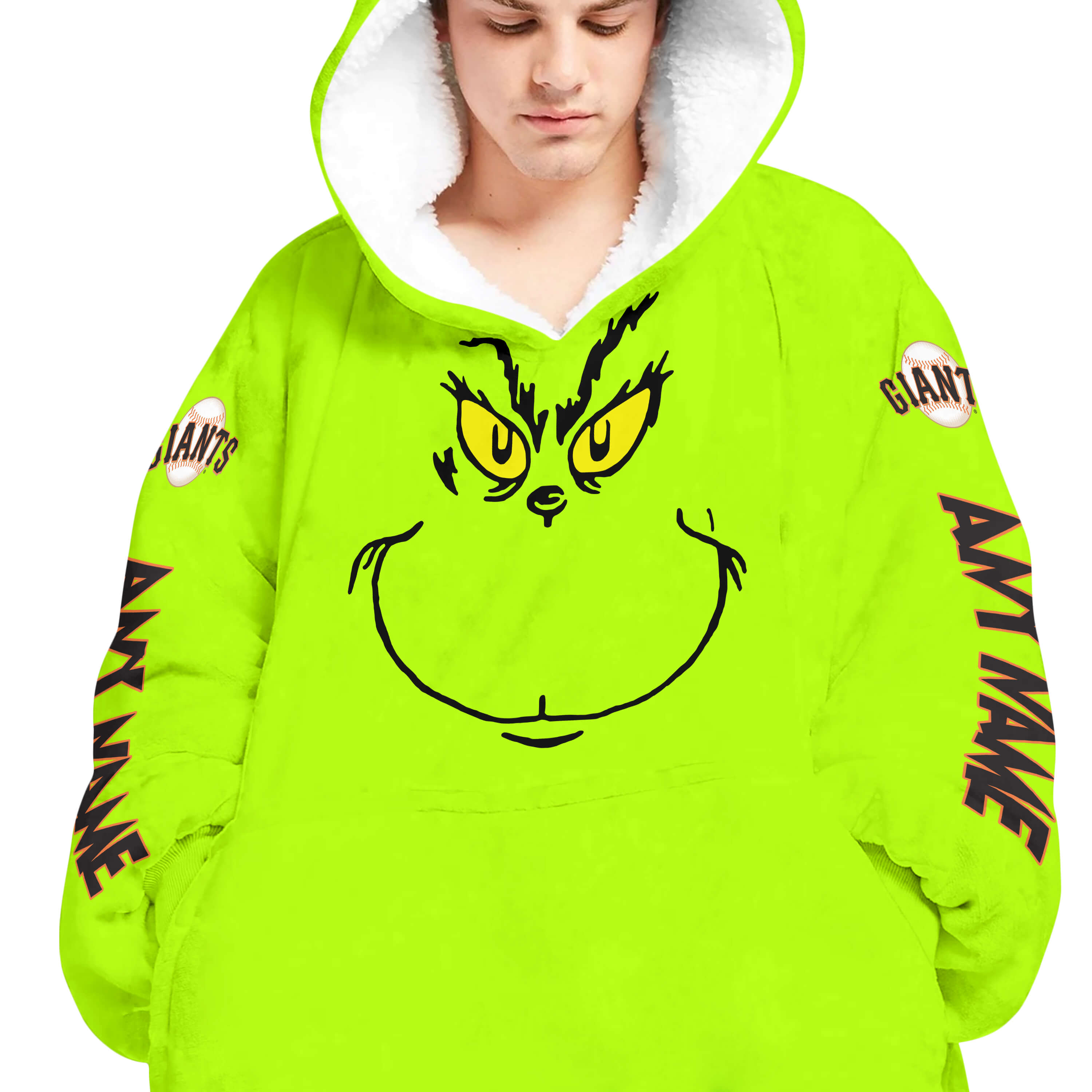 Grinch V2 – Custom Name – San Francisco Giants 2 - Oodie Blanket - Image 4