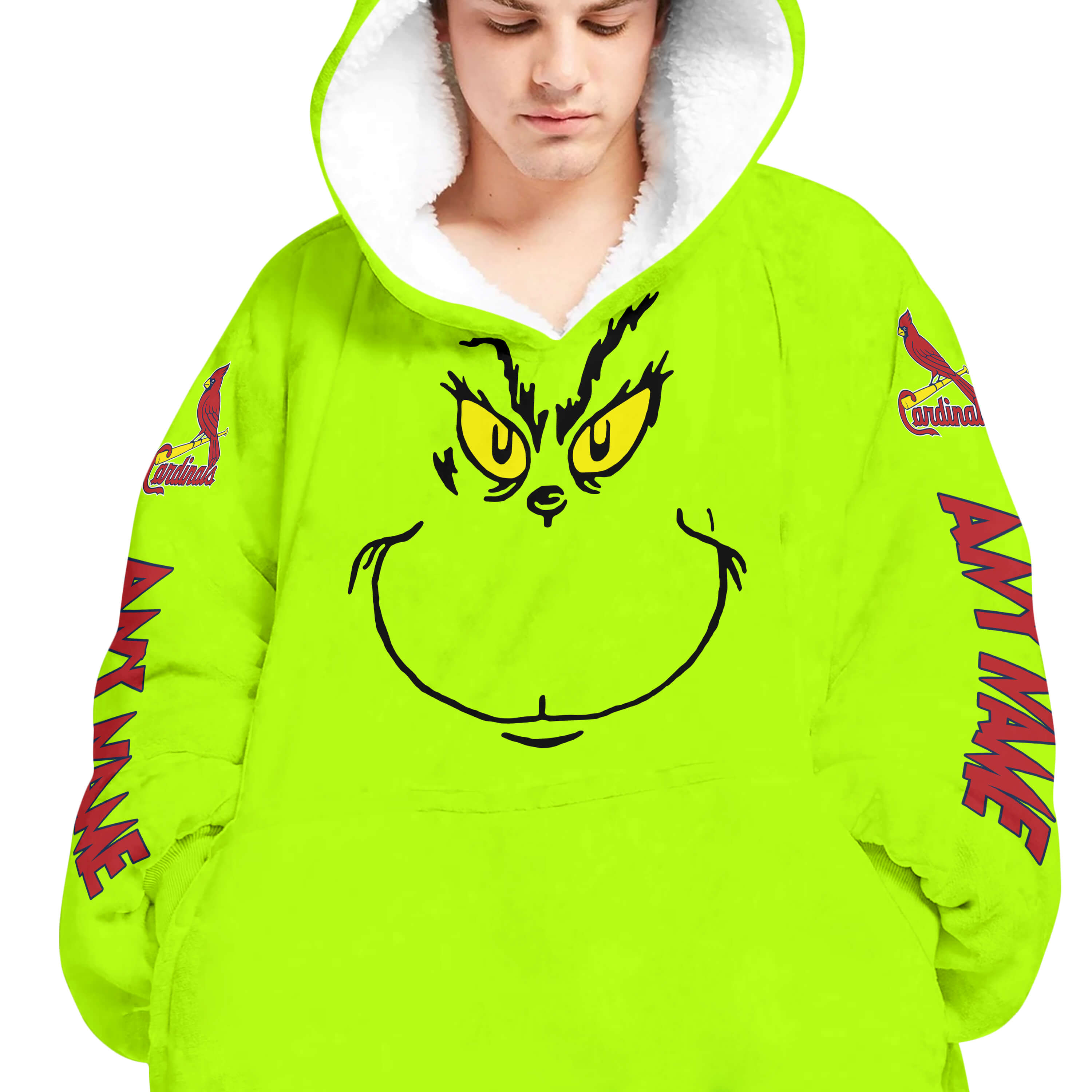 Grinch V2 – Custom Name – St. Louis Cardinals - Oodie Blanket - Image 4