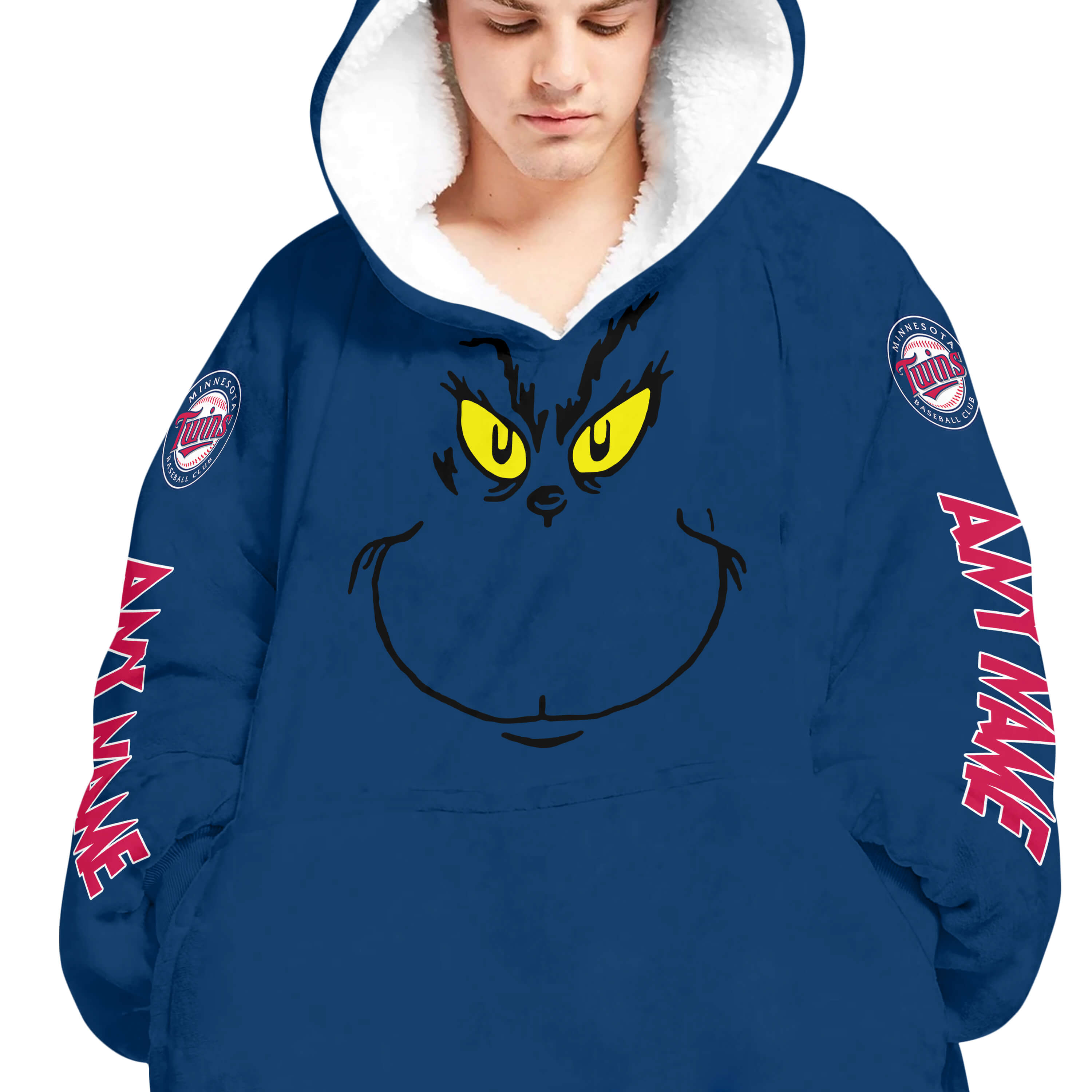 Grinch V2 – Custom Name – Minnesota Twins - Oodie Blanket - Image 4