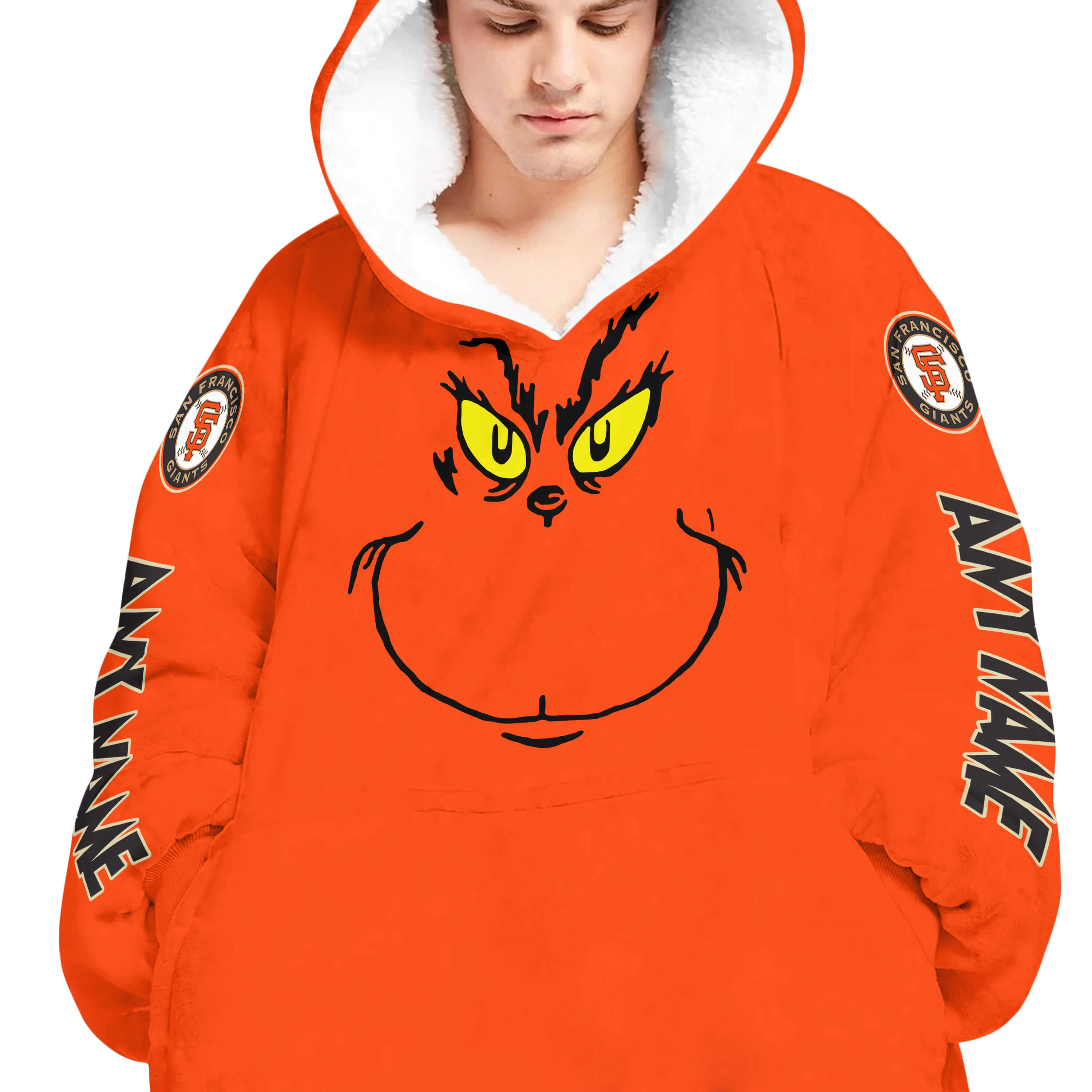Grinch V2 – Custom Name – San Francisco Giants - Oodie Blanket - Image 4