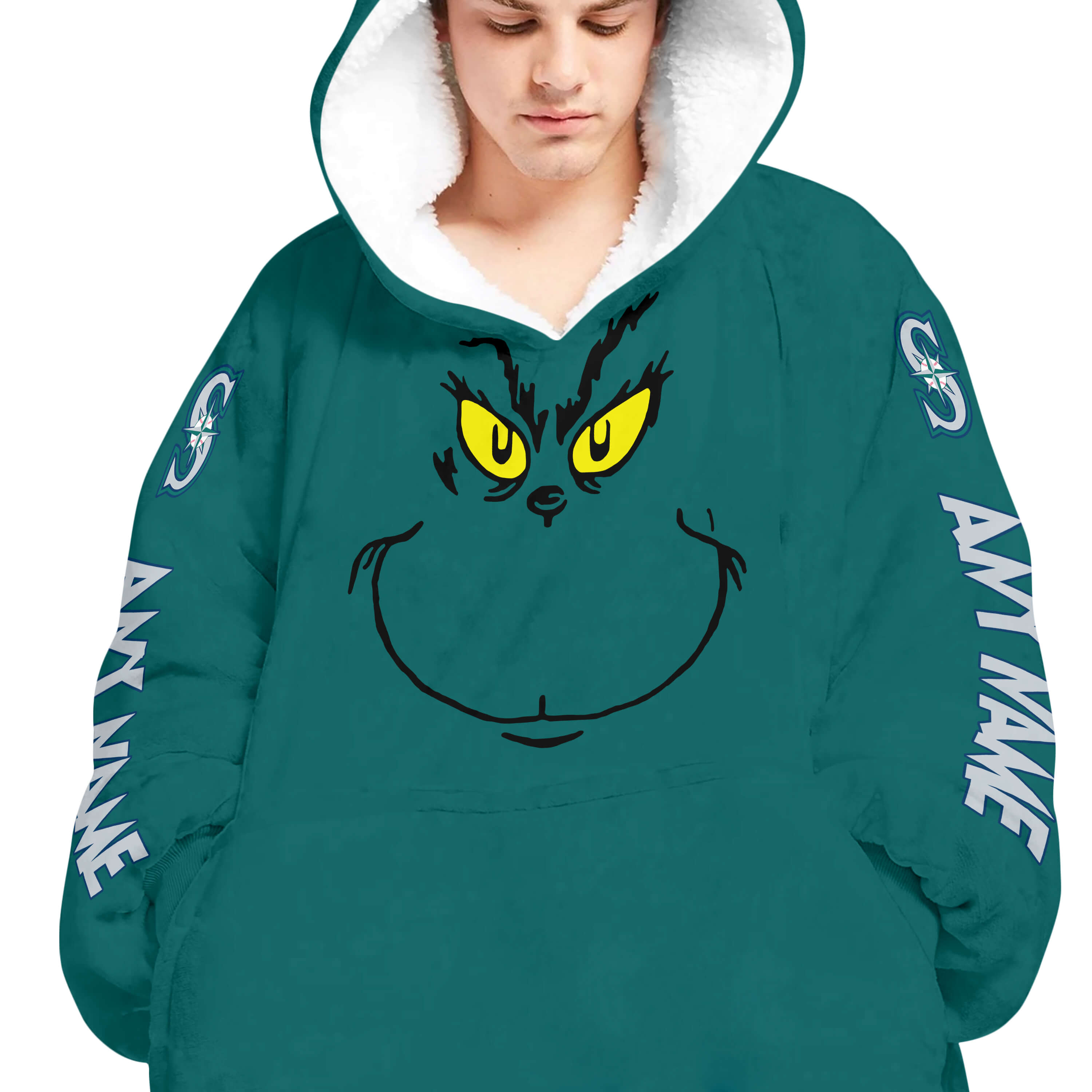 Grinch V2 – Custom Name – Seattle Mariners - Oodie Blanket - Image 4