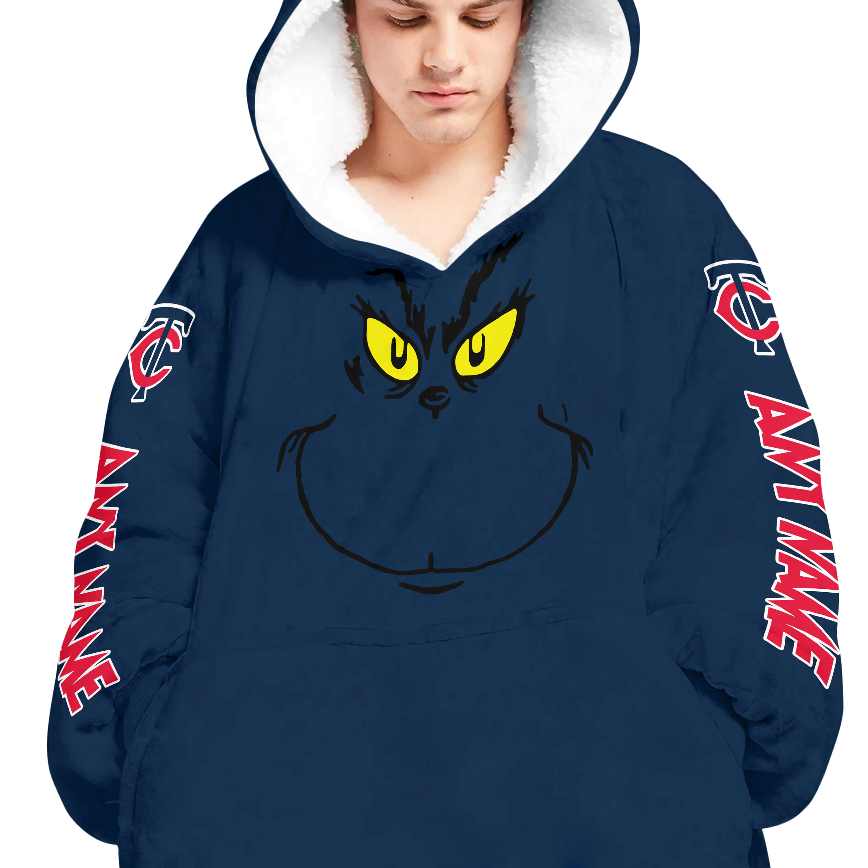 Grinch V2 – Custom Name – Minnesota Twins - Oodie Blanket - Image 4