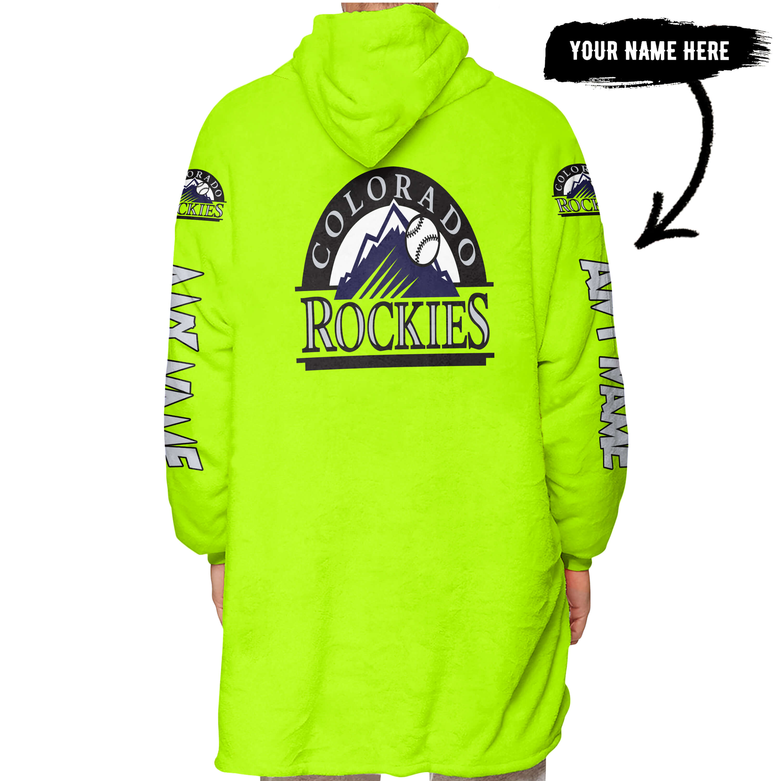 Grinch V2 – Custom Name – Colorado Rockies - Oodie Blanket - Image 3