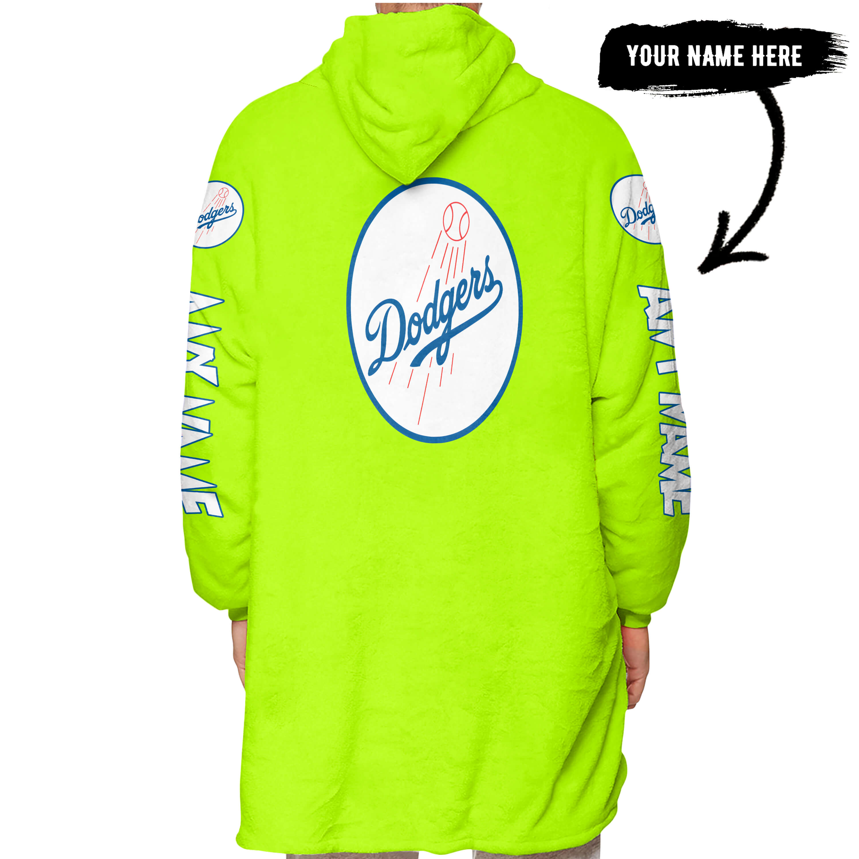 Grinch V2 – Custom Name – Los Angeles Dodgers - Oodie Blanket - Image 3