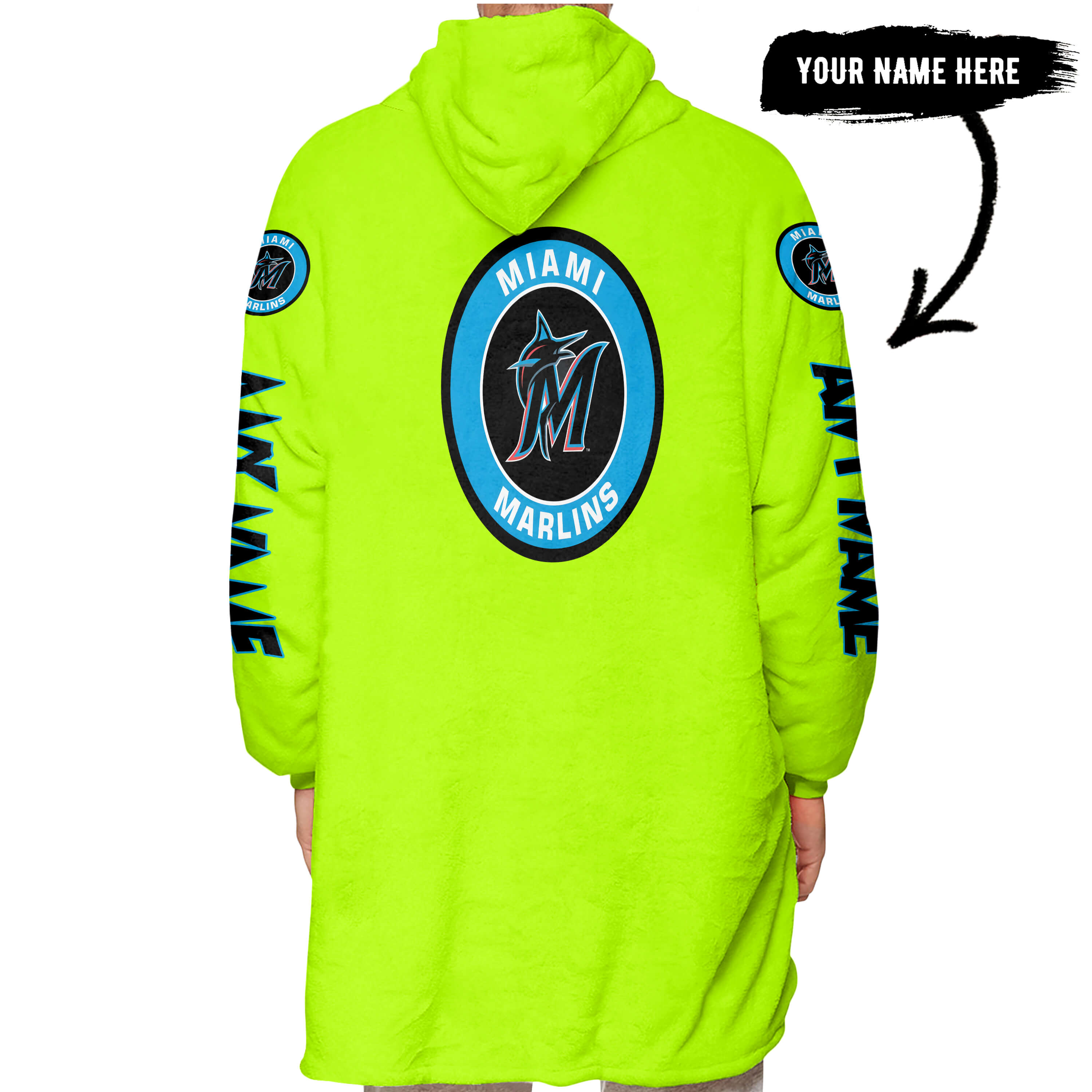 Grinch V2 – Custom Name – Miami Marlins - Oodie Blanket - Image 3