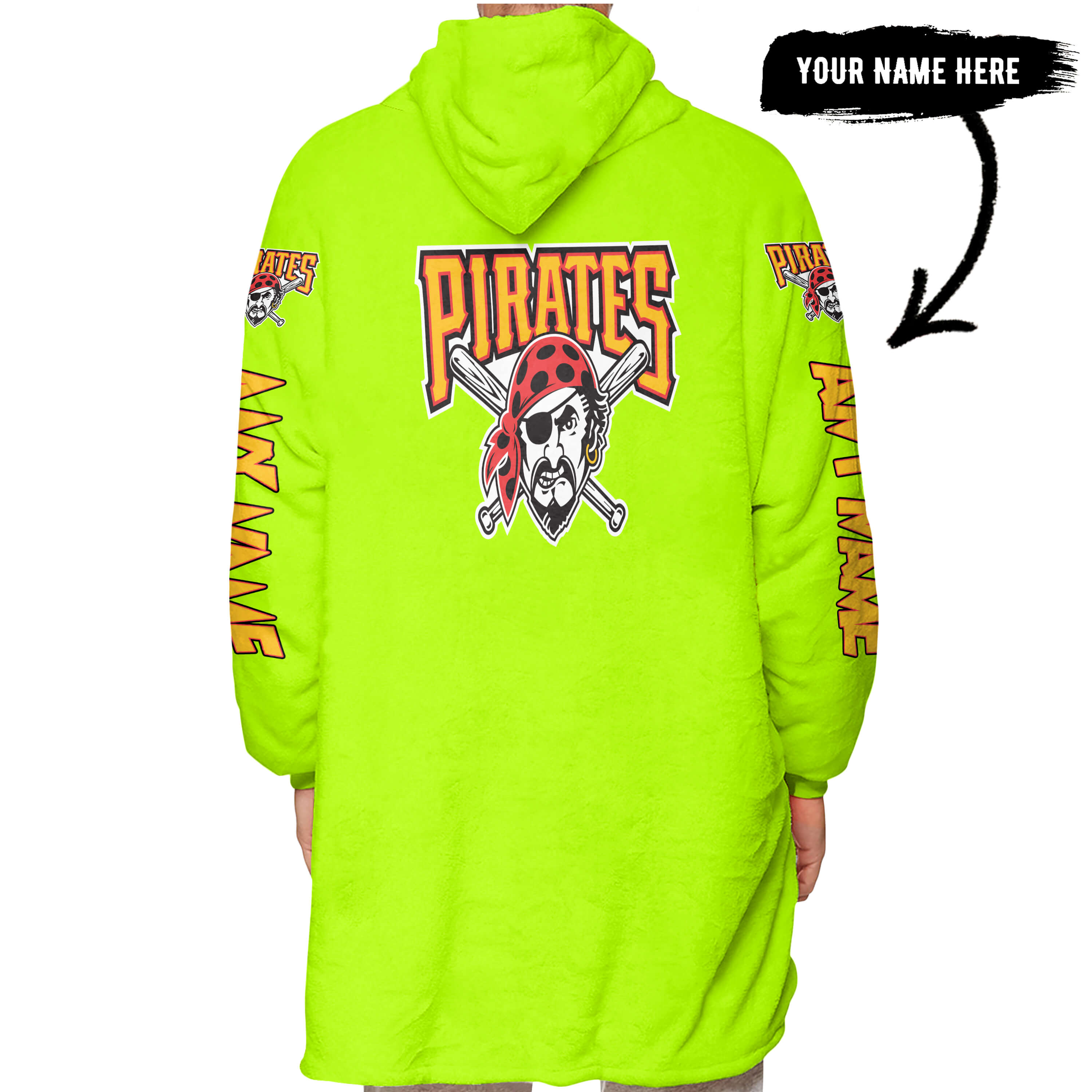 Grinch V2 – Custom Name – Pittsburgh Pirates - Oodie Blanket - Image 3