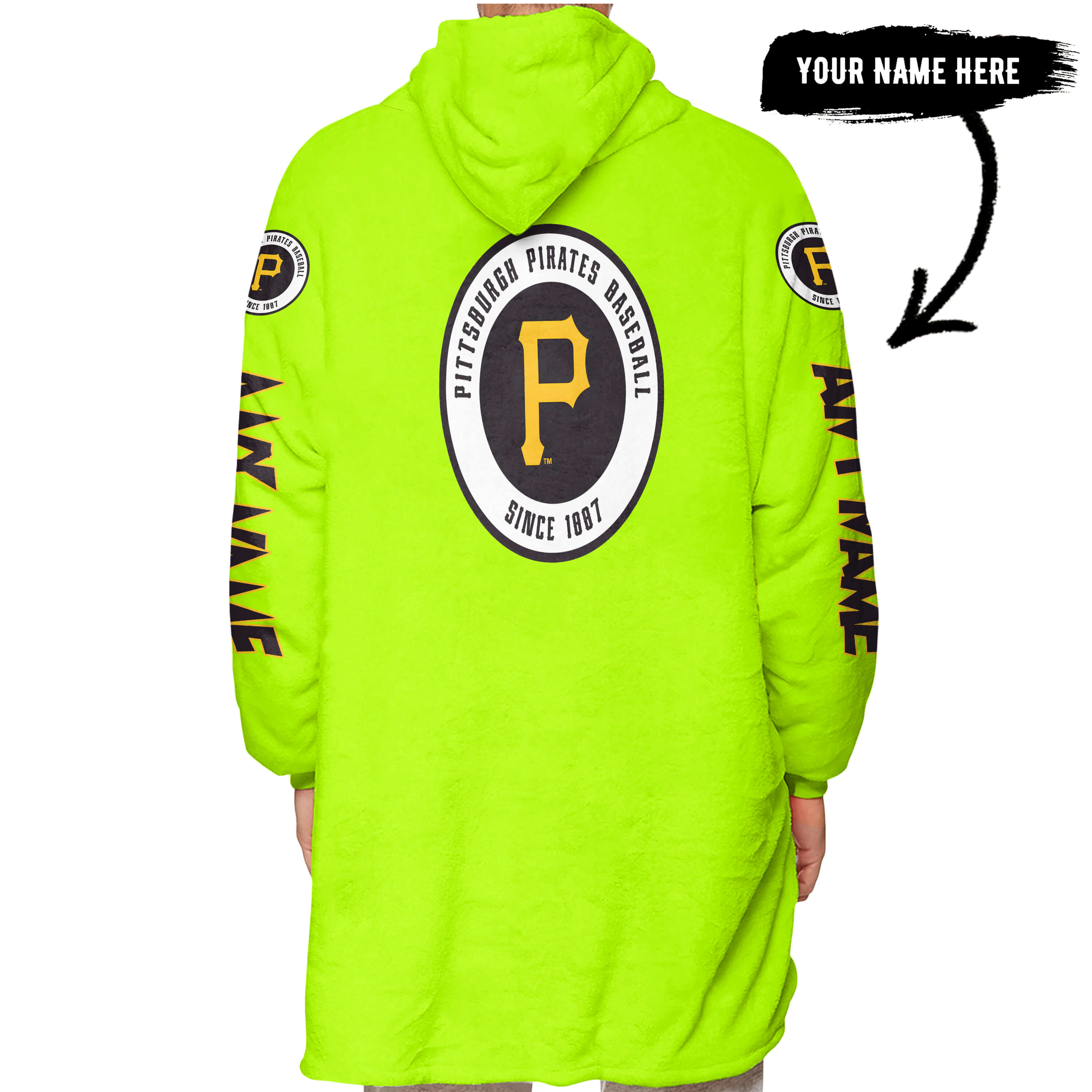 Grinch V2 – Custom Name – Pittsburgh Pirates 2 - Oodie Blanket - Image 3