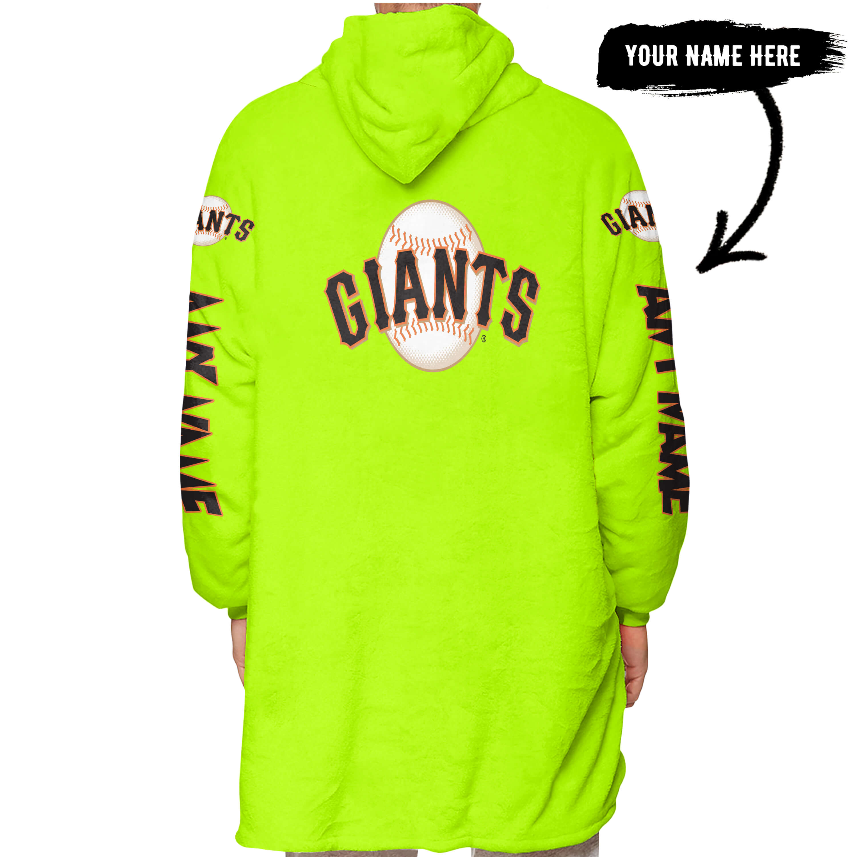 Grinch V2 – Custom Name – San Francisco Giants 2 - Oodie Blanket - Image 3